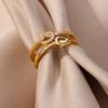 Minimalist Zircon Knot Open Rings For Women Gold Color Stainless Steel Adjustable Finger Rings Retro Jewelry Accessories