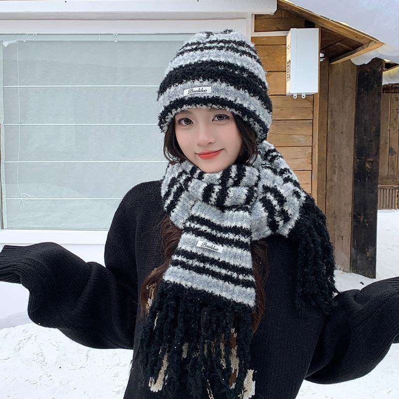

Rabbit Fur Hat New Autumn Winter Style Warm Beanie Large Head Circumference Jacquard Elegant Bucket Hat Women 56-58CM OneSize