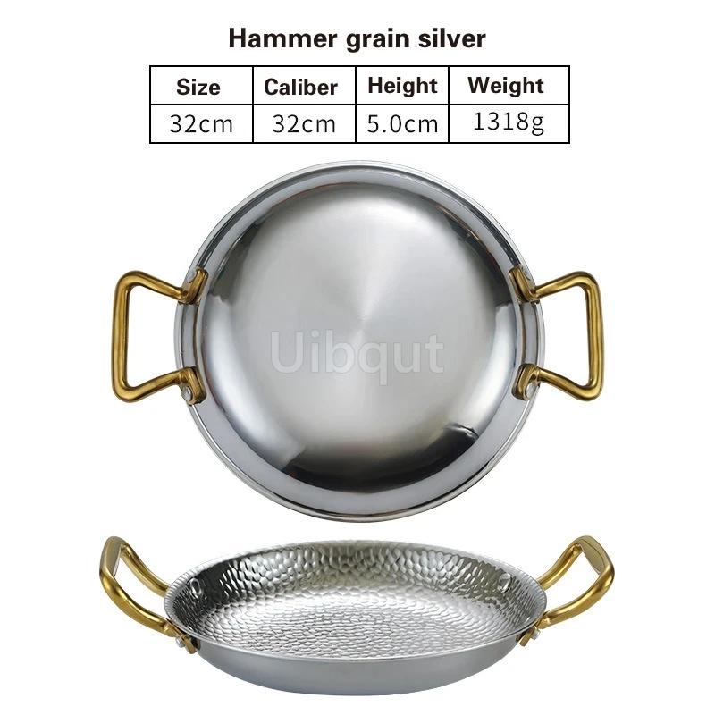 Commercial Crayfish Plate Flat Bottom Stewed Rice Pot Double Ear Frying Pan Hotpot 304 Stainless Steel Spanish Seafood Rice Pot