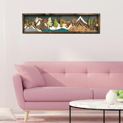 Handgefertigte Holz-Wandkunst Dekoration Berg-Thema Bild Rustikales Bauernhaus Naturlandschaft für Zuhause Wohnzimmer X3UC