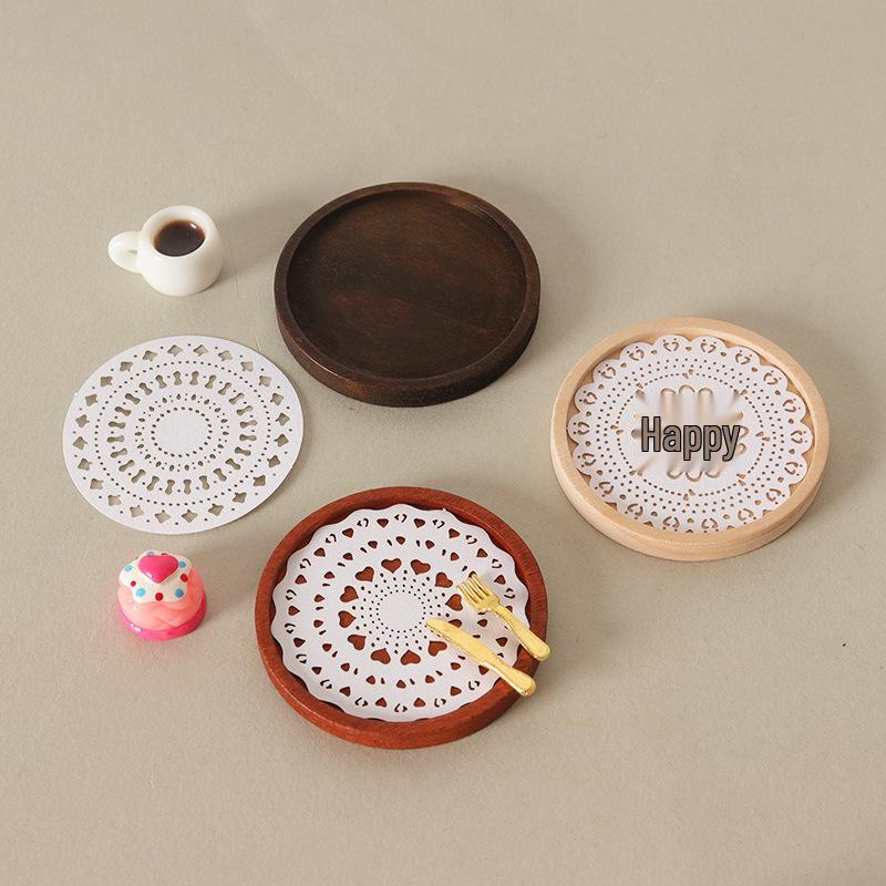 Miniature Dollhouse Snack Set: Cake, Coffee, Knife, Fork, Tray, and Small Realistic Treats for ob11 Dolls