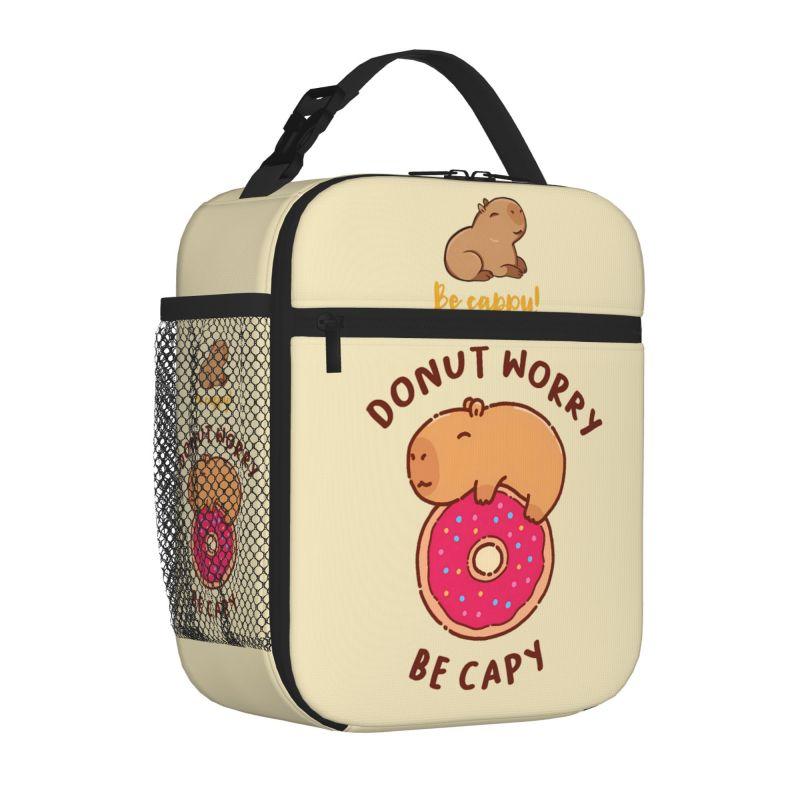The Cute Capybara Loves Foam Tea Insulated Lunch Bag for Travel School Picnic Portable Food Container Portable Thermal Lunch Box