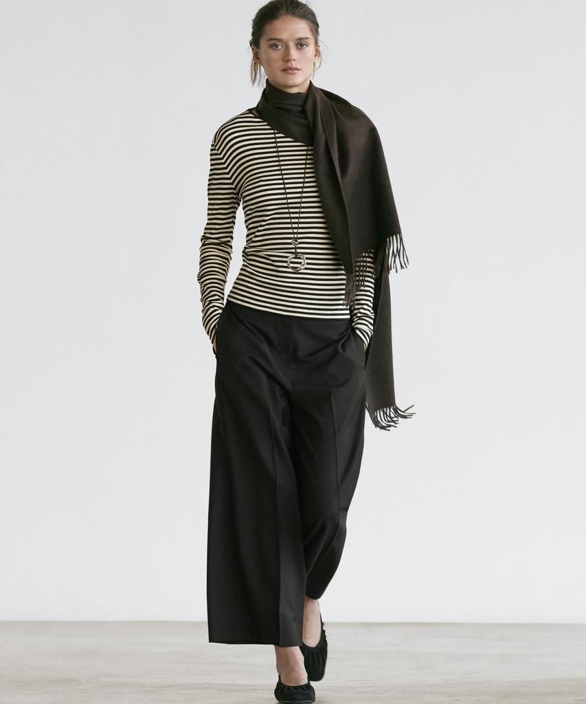 Masimodutti Wool Crop Wide Leg Pants