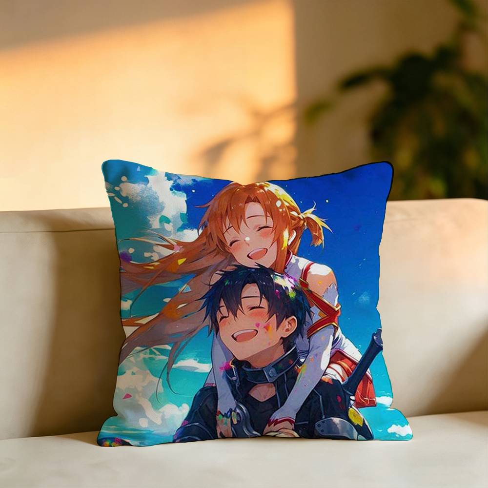 Anime SSword Art Online Pillow Case Square DoubleSided Sofa Cushion Cover Bedroom Bedside Pillow