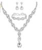 Elegant Rhinestone Set: Necklace, Earrings & Bracelet with Claw Chain Design - Multiple Styles
