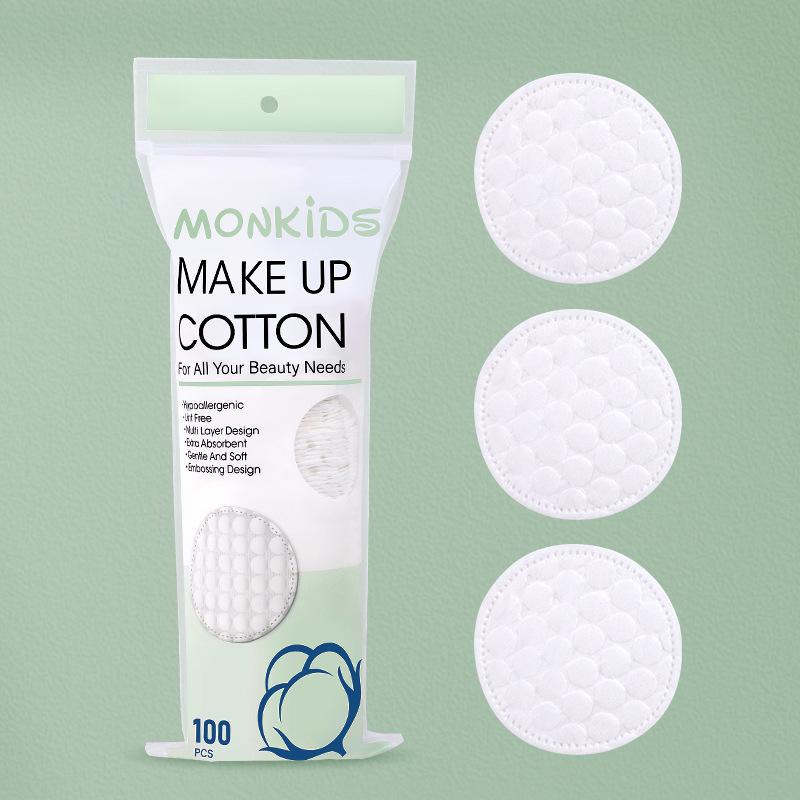 100 Pcs Soft And Breathable Circular Makeup Remover Pads Double-Sided Pearl Textured Cotton Pads, Used For Daily Facial Cleaning