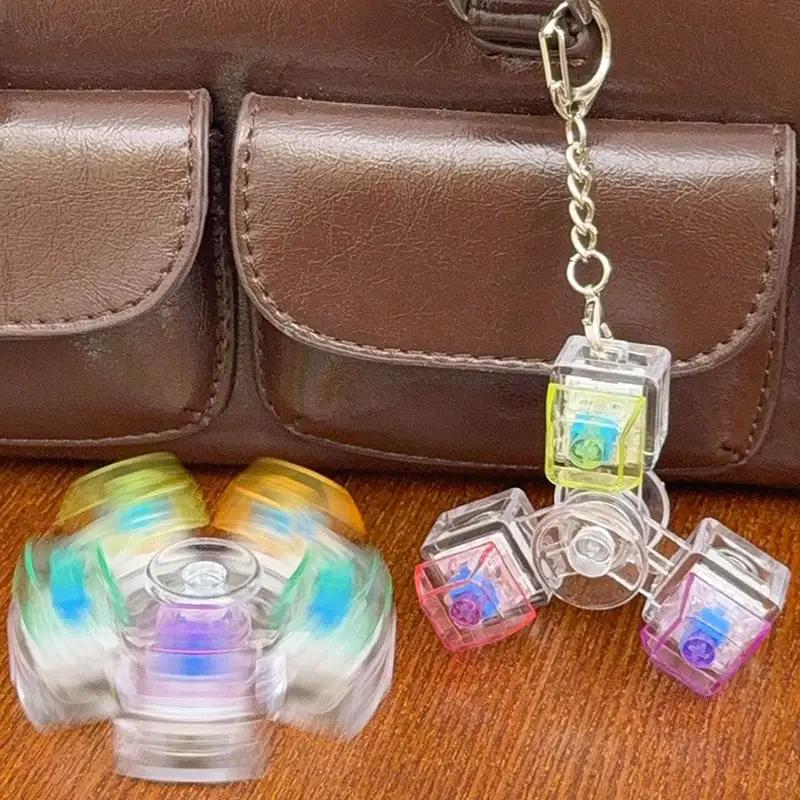 235 Keys LED Light Up Fidget Spinner Keychain Mechanical Button Clicker Stress Relief Sensory Fidget Toy for ADHD Autism Adult