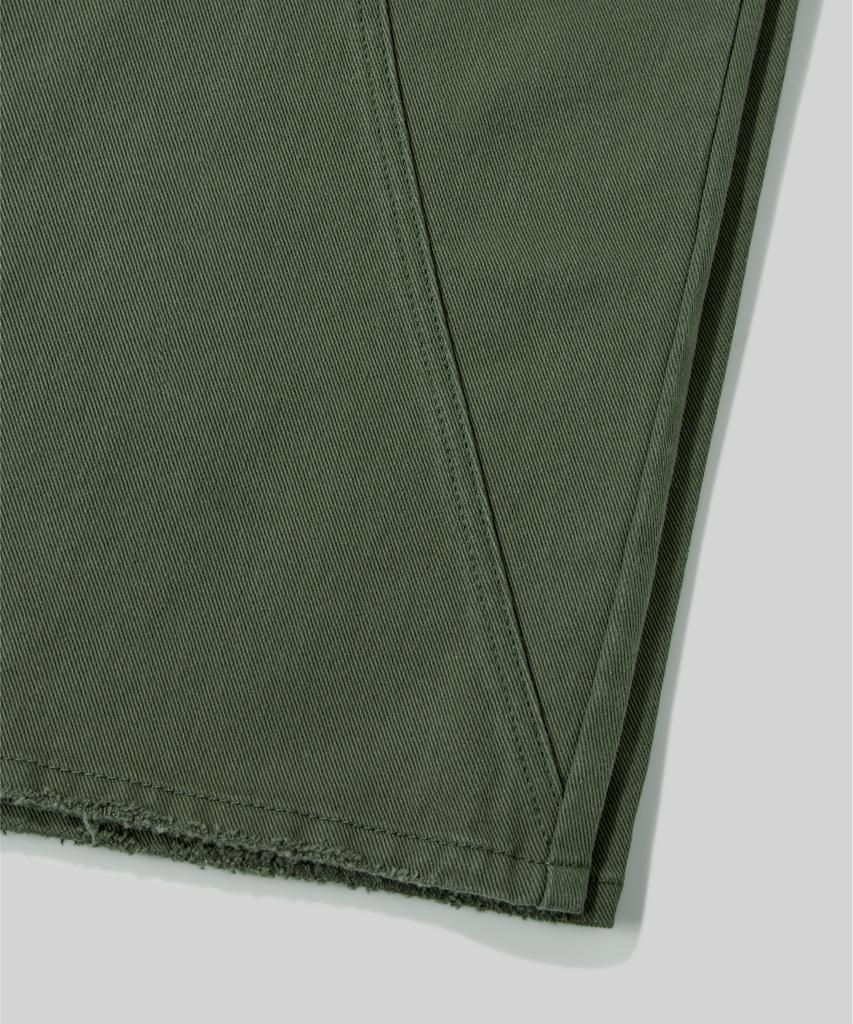 Beodeonteu Cut-Out Layered Cargo Wide Cotton Pants [Khaki]
