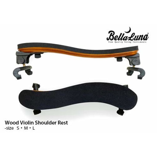 High-quality wooden violin shoulder rest, foldable and lightweight, with BellaLuna pouch (Large size (3/4-4/4))