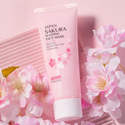 Japan Sakura Sleeping Face Mask Hydratační noční pleťová maska ​​proti vráskám Péče o pleť Opravující Vyživující rozjasňující tón pleti