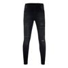 Pantaloni jeans da uomo con cerniera a righe in denim con foro vintage lavaggio hip-hop da lavoro