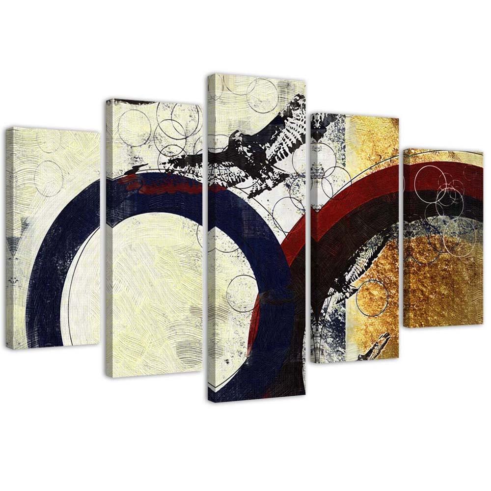 Feeby Five Piece Picture Canvas Print, Dark Circles