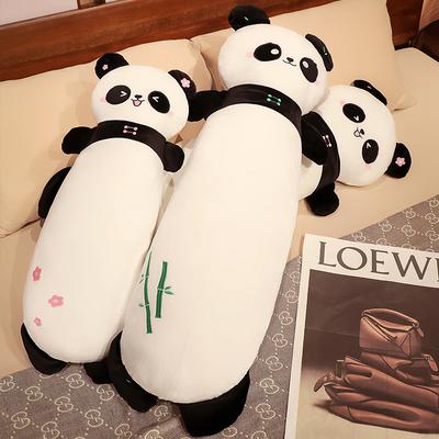 Non-Toxic Long Giant Panda Plush Toy Cylidrical Animal Bolster Pillow Panda Bear Stuffed Plushie Sleeping Friend