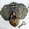 1Set Retro Alloy Heart Shape Padlock With Keys Antique Small Luggage Box Love Lock Hasps for Jewelry Box Diary Book 2027