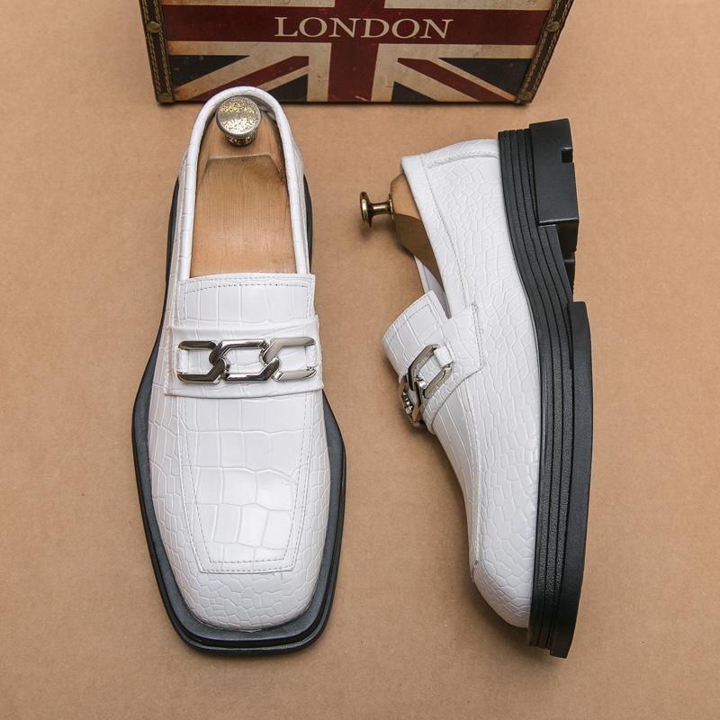 Men's Square Head Casual Leather Shoes British Business Dress Men's Shoes Korean Version Versatile One-pedal Trendy Shoes Men