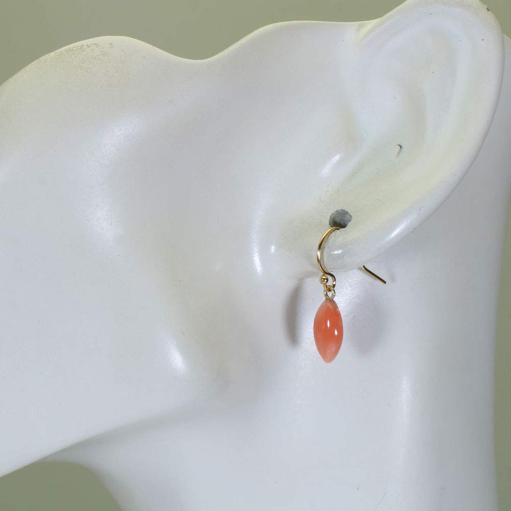 Pink Garnet Coral Earrings with Undyed Hooks, Marquise, Gold-Filled,
