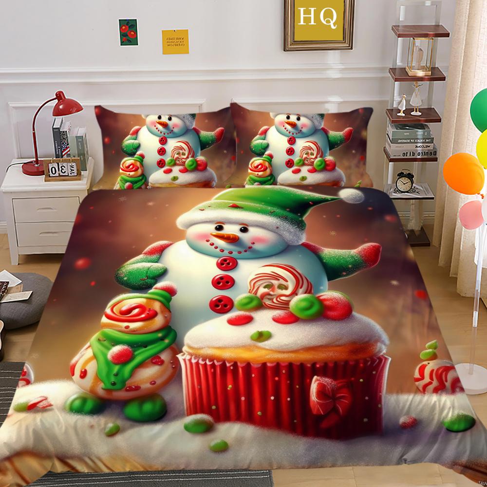 Fashion Christmas Printed King Size Comforter Cover Set Highend Polyester Teen Kids Home Bedclothes