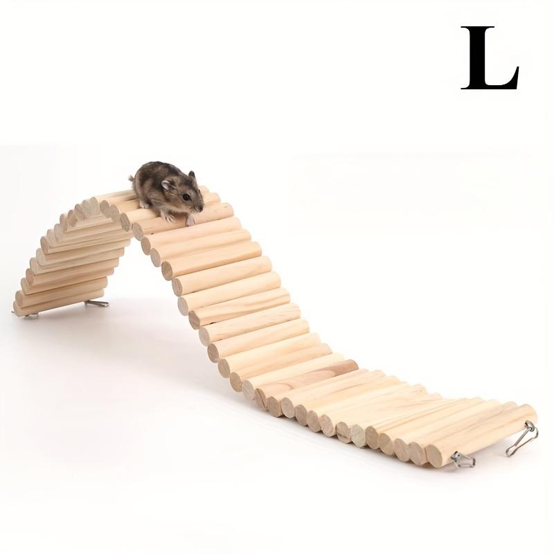 1pc Wooden Hamster Ladder Bridge - Flexible Pet Climbing Suspension for Small Animals, Durable Natural Wood Design, Ideal for Cage Enrichment