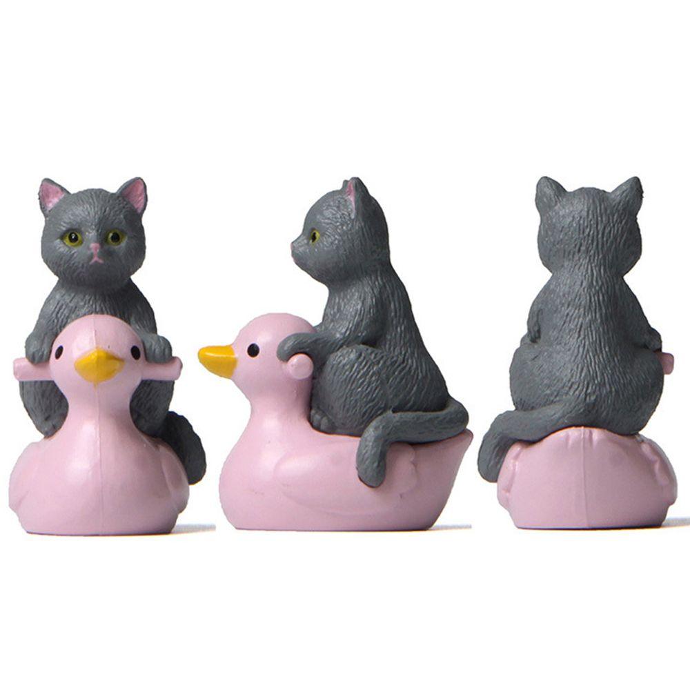 Ornament PVC Model Educational Toy Cat Ornaments Sitting Pink Duck Cat Small Statue Cat Miniature