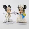 Mickey Minnie White Wedding Dress Figure Doll Cake Topper Fan Gift Set Of 2