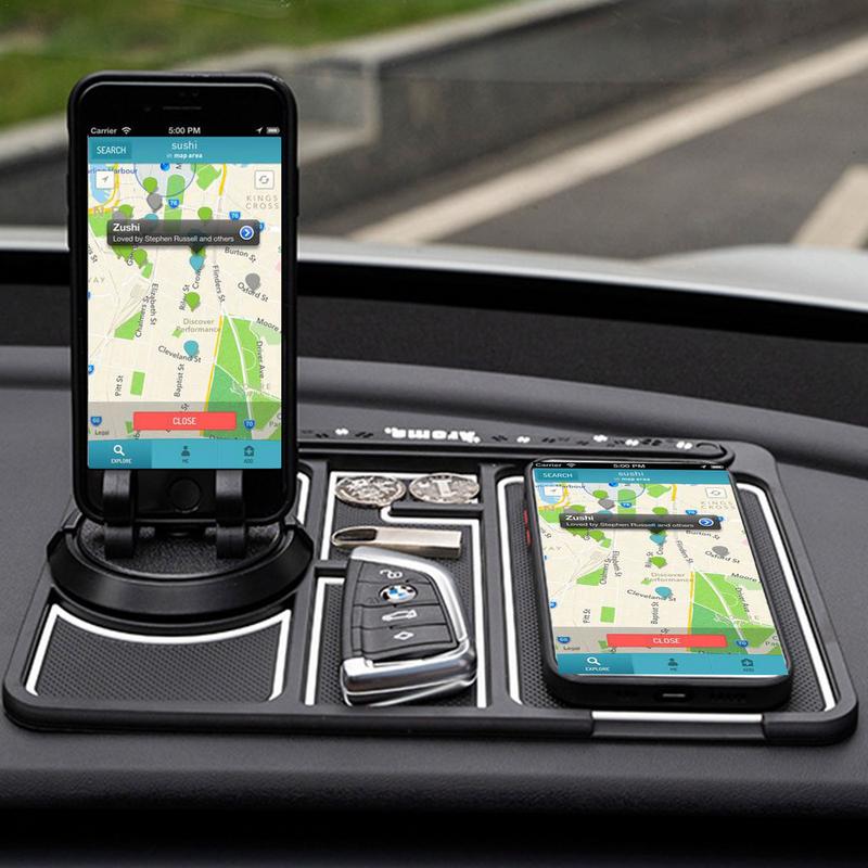 Car Anti Slip Mat Non-Slip Phone Mat 4 In 1 Multifunctional Durable Anti Slip 360Rotation Dashboard Cell Phone Holder Parking