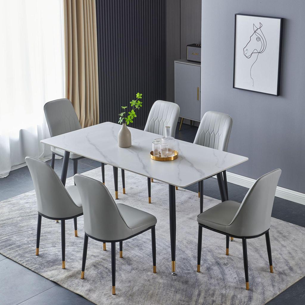 Modern Minimalist Italian Rock Slab Dining Table Set for Small Apartments