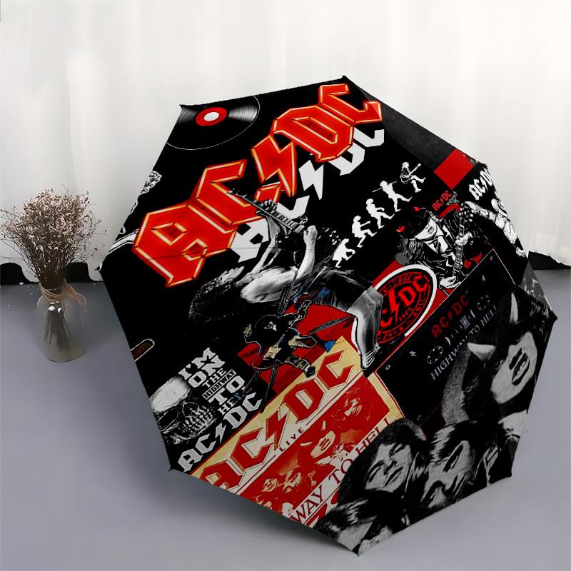 1pc AC/DC Highway To Hell Automatic Open, Windproof, Compact Travel Umbrella, Gift for Birthday, Christmas, Business 93021