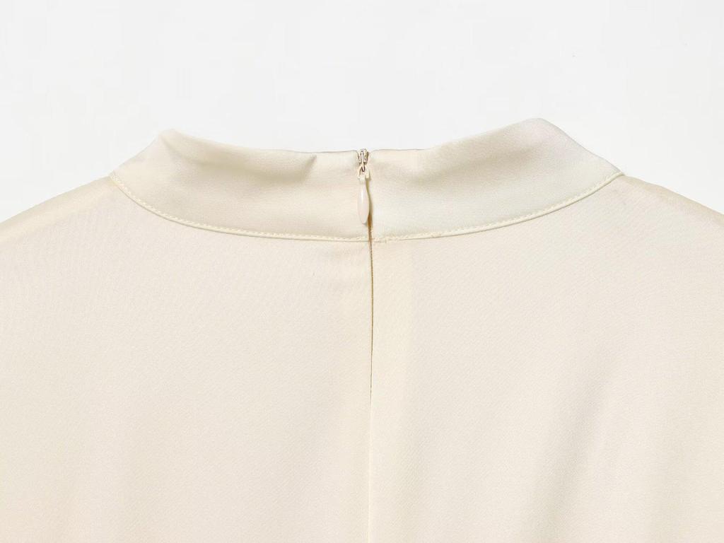 Women's European Style V-neck Halter Patchwork Long Sleeve Shirt, Autumn 2025