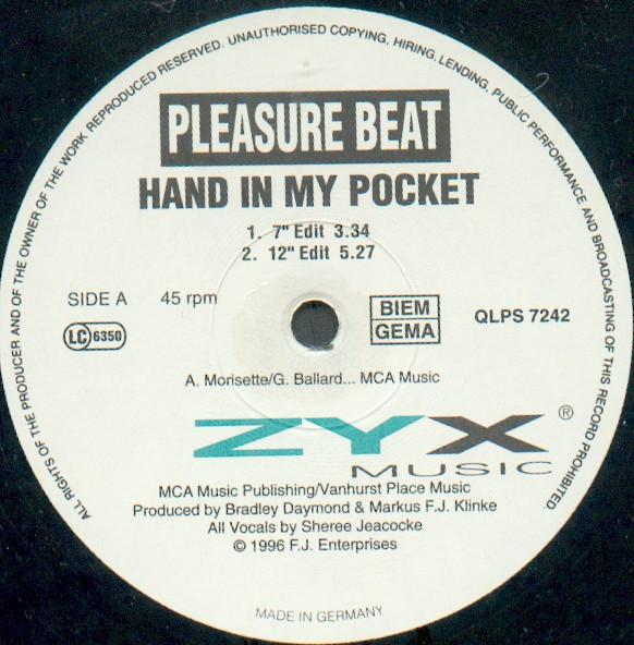

12-дюймовая пластинка PLEASURE BEAT Hand In My Pocket First Time QLPS7242 ZYX Music 1996 Германия Танцевальная Электроника Б/у