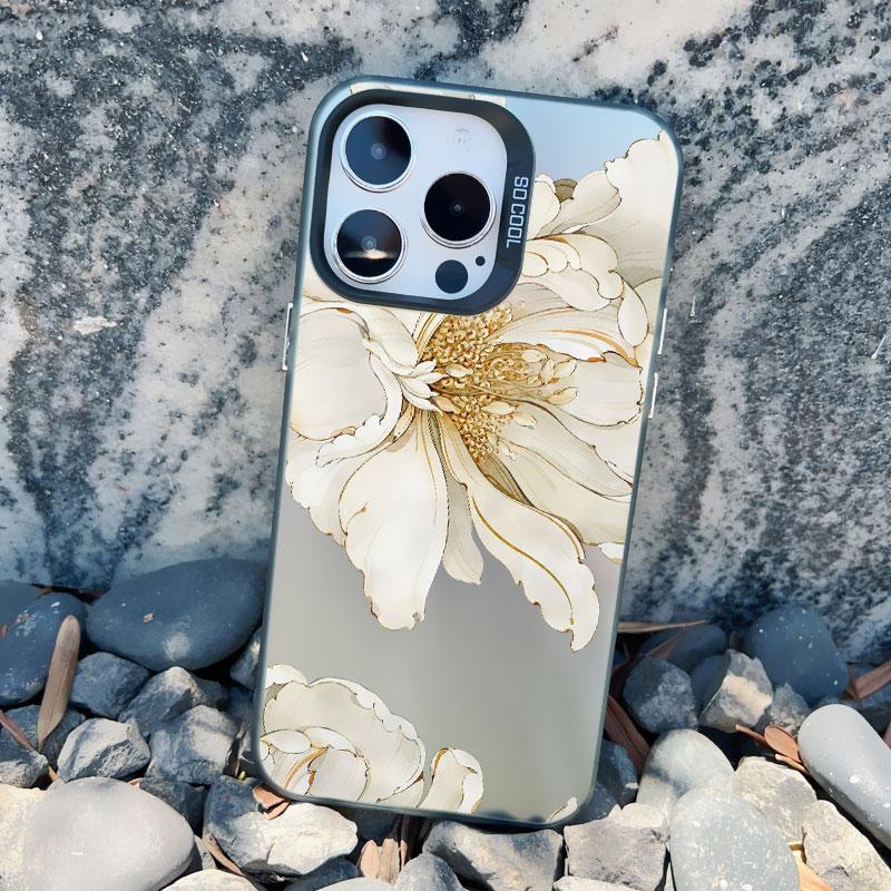 Vintage Elegant Pink Peony Flower Phone Case for Iphone 16 15 11 12 14 Pro Max 13 Mini Pro Max 15 14 Plus Shockproof Laser Cover