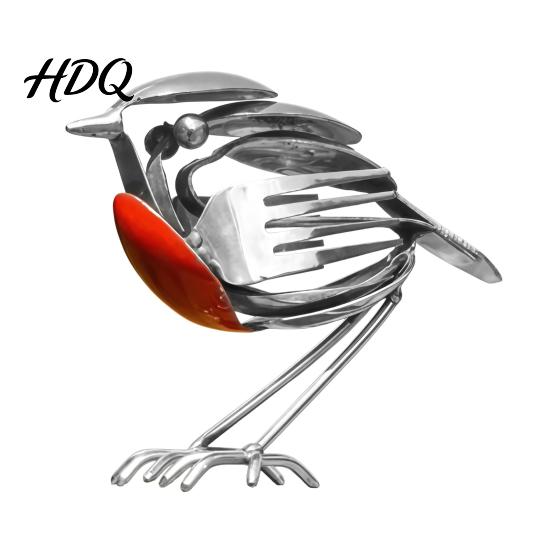Rustic Bird Statue Handmade Statue Scrap Metal Sculpture Recycled Fork Spoon Garden A
