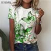 Women Butterfly T-Shirts Summer 3D Print Street Ladies Pullovers T Shirt Female Clothing Casual Tops Short TShirt