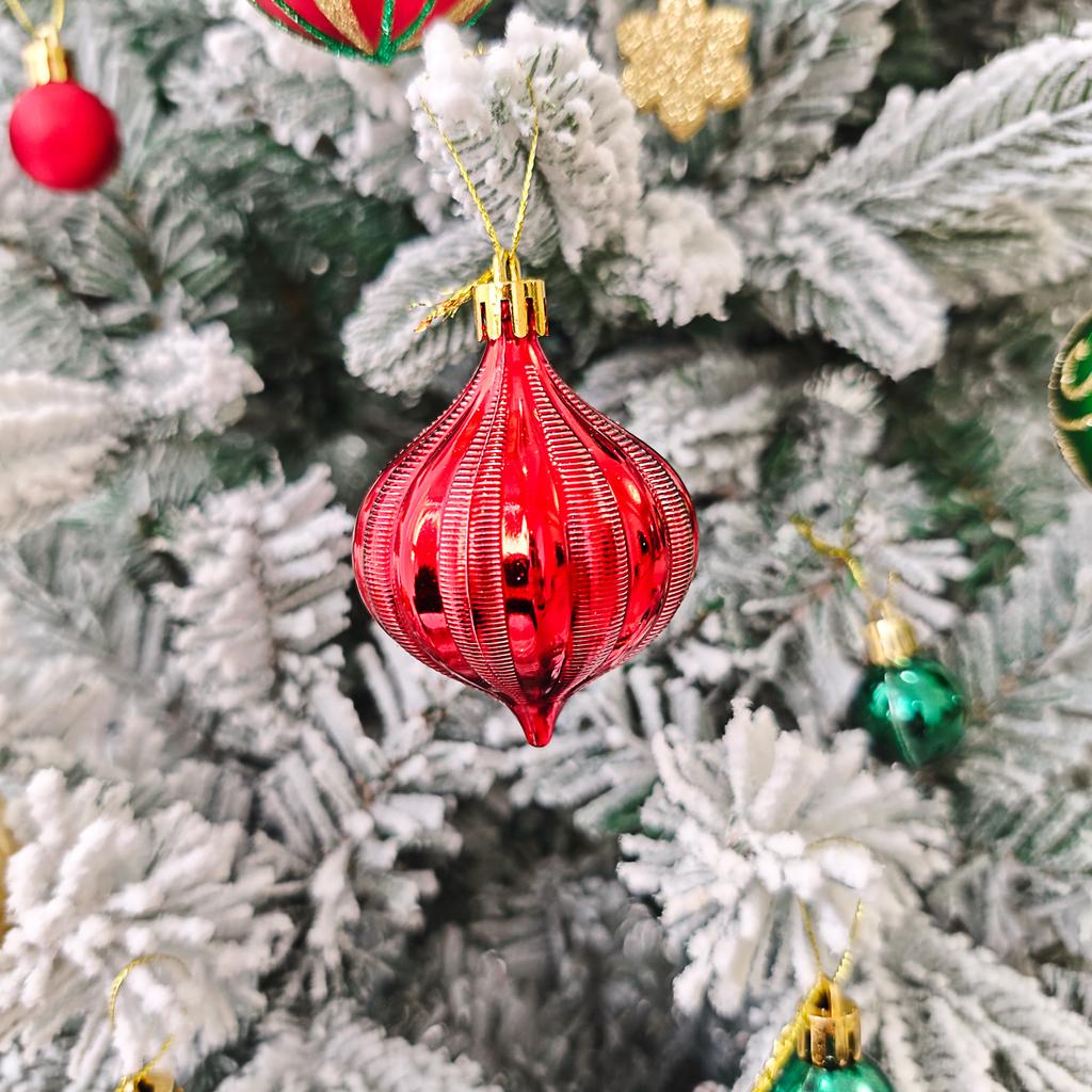 46Pcs Christmas Tree Ornaments Set Red Green White Snowflake Candy Cane Painted Baubles Holiday Home Decor