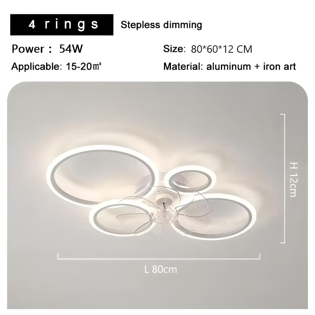 White Minimalist Modern Ceiling Fan with Light for Living Room or Bedroom