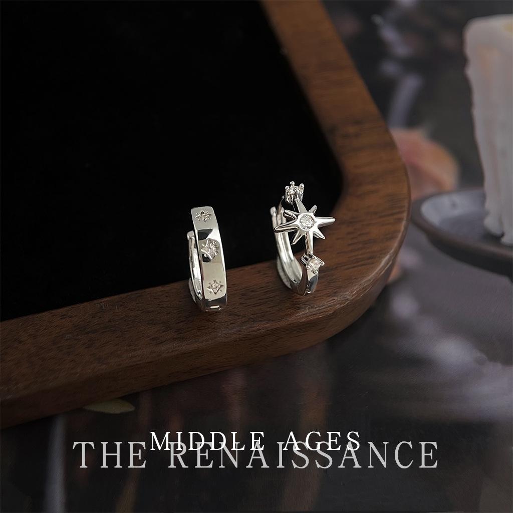 Средневековые асимметричные восьмиконечные серьги с цирконами, персонализированные, для ежедневного ношения, в холодном стиле, серьги-звезды