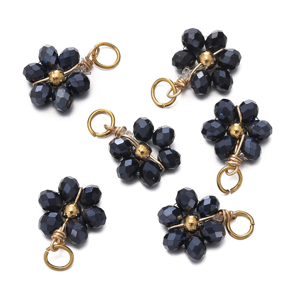 5pcs/Lot Crystal Small Flower Bead Pendant with Stainless Steel Connector for Earrings Necklace Pendant DIY Jewelry Making