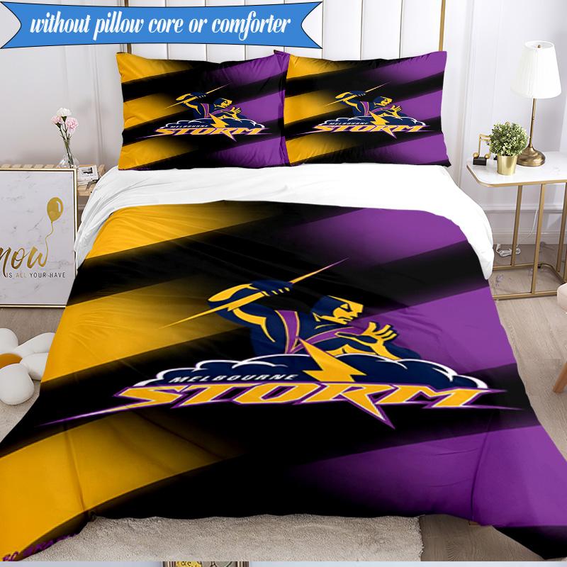 3PCS Melbourne Storm Team Bedding Set 2D Printing (Includes 1 Duvet Cover + 2 Pillowcases Coreless), Bedroom decor,Fan Gift