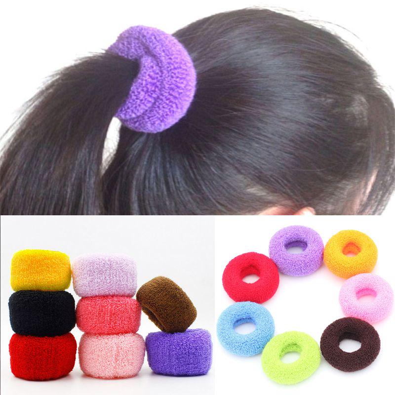 12 pcs//Set Women Wide Elastic Candy Color Towel Hair Bands Hair Rope Hair Ring