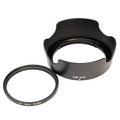 Canon Compatible Lens Hood and 58mm Lens Protection Filter Set with the IS STM Lens Included In the EOS Kiss X9 Lens F-Foto EW-63C (Compatible