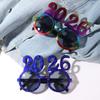 Shiny 2026 Happy New Year Glasses Cute Creative Christmas Glasses Colorful Sweet New Year Decorative Sunglasses