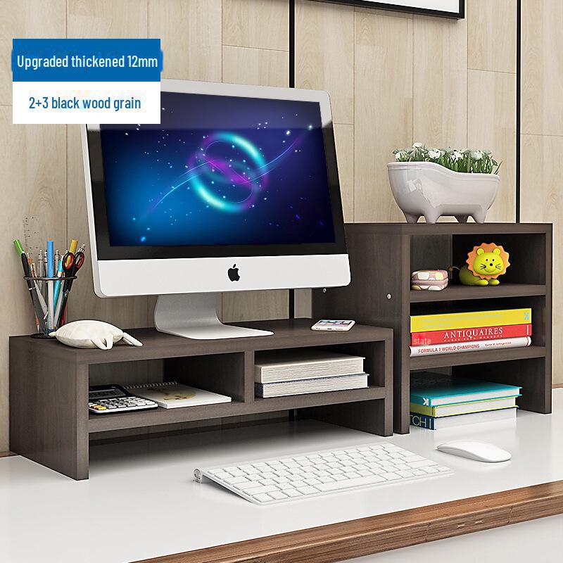 Desktop Monitor Stand with Drawer and Storage Shelf