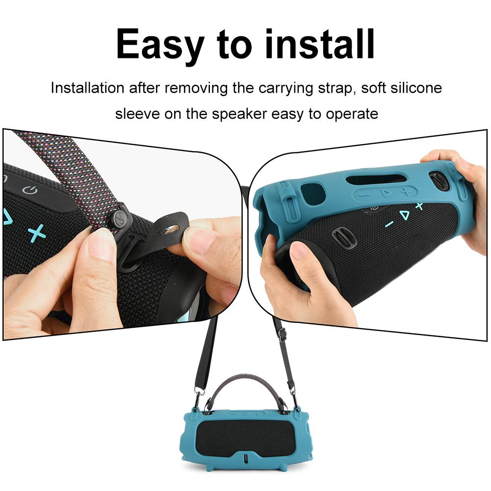 Silicone Case with Shoulder Strap Portable Travel Soft Cover Silicone Protective Cover Shell for JBL Charge 6 Speaker