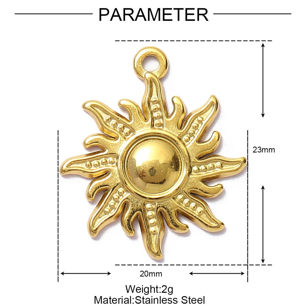 5pcs/Lot Fashion Sun Round Necklace Pendants Stainless Steel Love Heart DIY bracelet Charms Women's Star Moon Jewelry