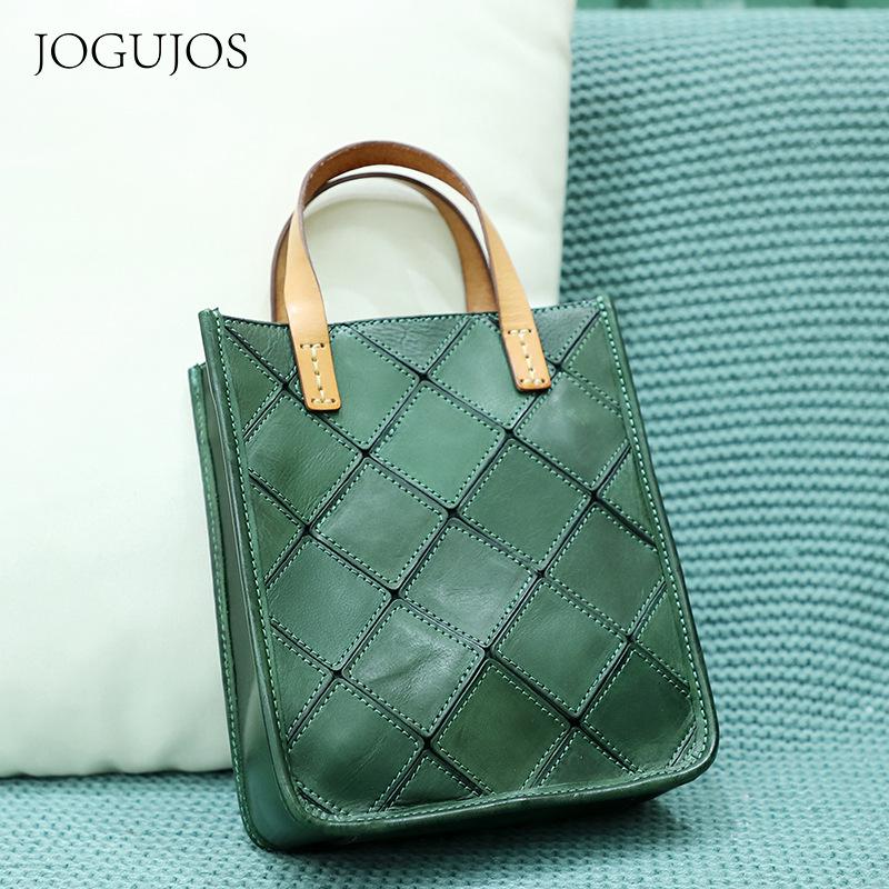 Women's Genuine Cowhide Leather Crossbody Bag - European & American Retro Style