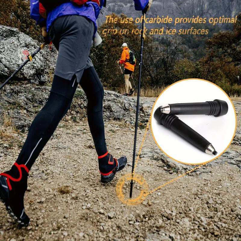 Hiking Pole Rubber Tip, Universal Tungsten Carbide Tip, Rubber Foot Protective Cover, Suitable for Most Standard Hiking Poles
