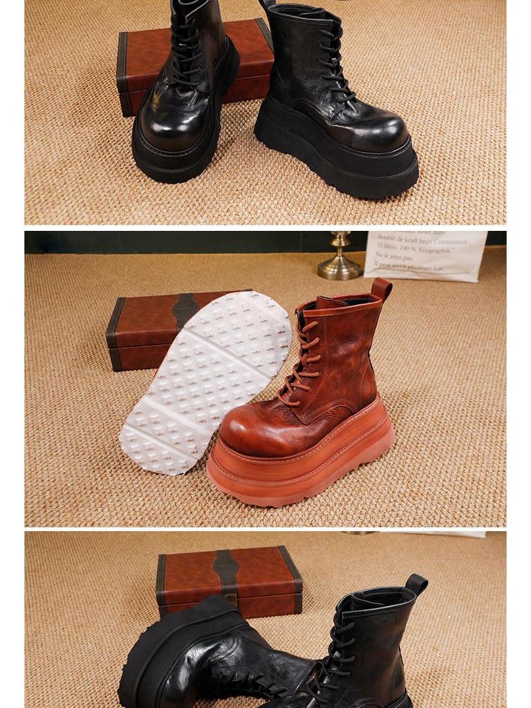 Dam Små Platå Martin Kängor 2025 Höst/Vinter - Tvättat Nötskinn Snörskor