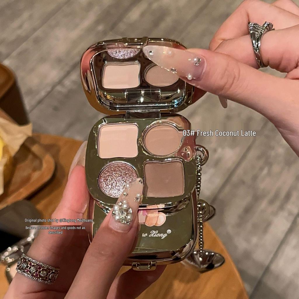 So Cute It's Illegal! Winnie the Pooh Heart Charm Eyeshadow Palette: Four-Color Low-Saturation Earth Tones & Under-Eye Highlighter