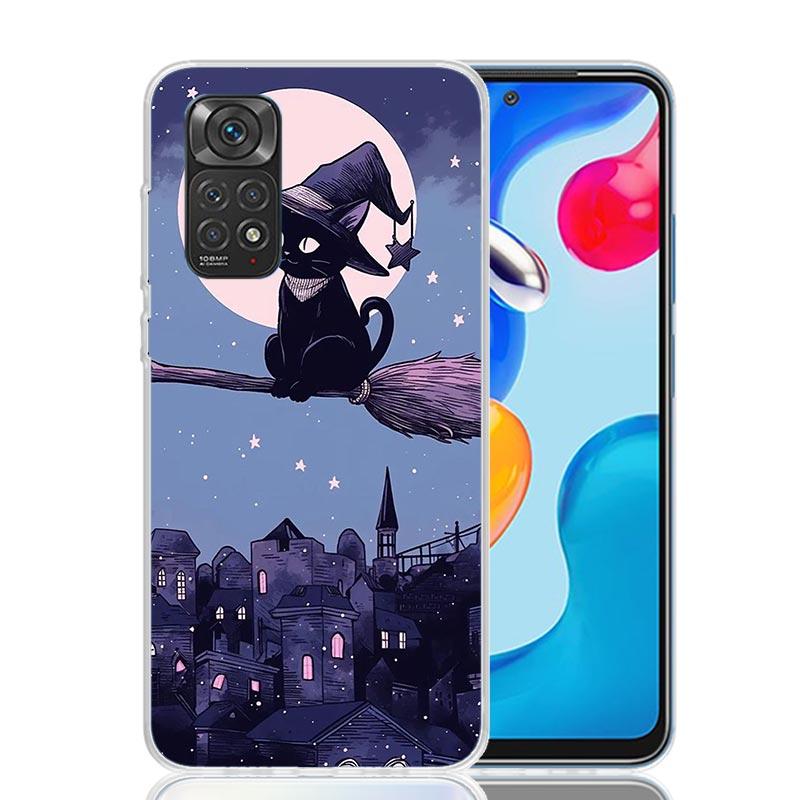 Anime Cute Black Cat Meow Phone Case For Xiaomi Redmi Note 15 14 13 12S 12 Pro Plus 11S 11E 11 11T 10S 10 Art Soft Pattern Cover