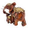 Mother and Baby Elephant Statue Resin Animal Sculpture for Family   Desk Decoration Imitation Wood Grain