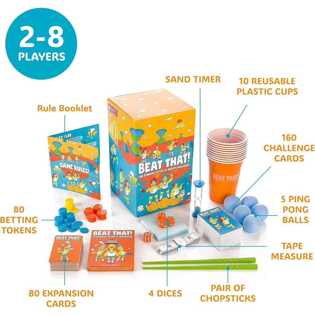 Beat That Spiel und Haushaltsgegenstände Erweiterungs-Kombipack von Gutter Games Familienparty 2 Spieler